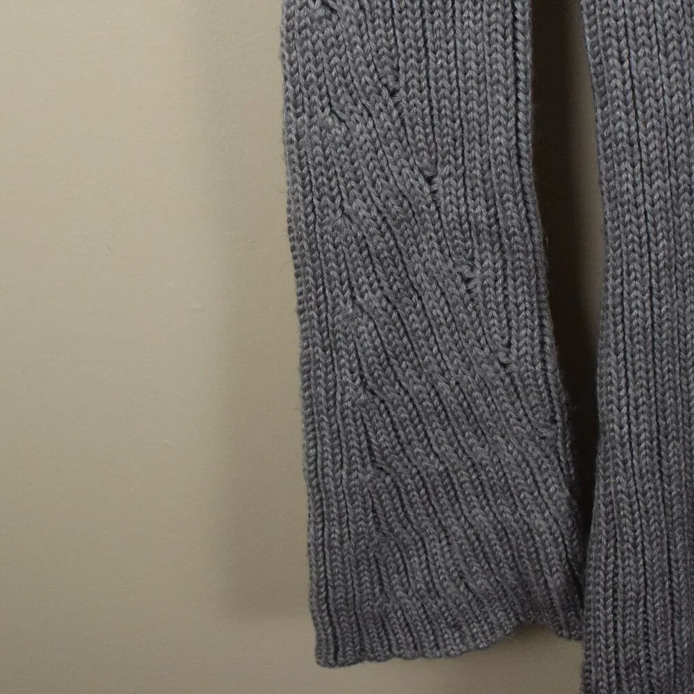 Kenar Wool Blend Grey Asymmetrical Neck Long Button Cardigan Sweater Winter Fall - Picture 6 of 13